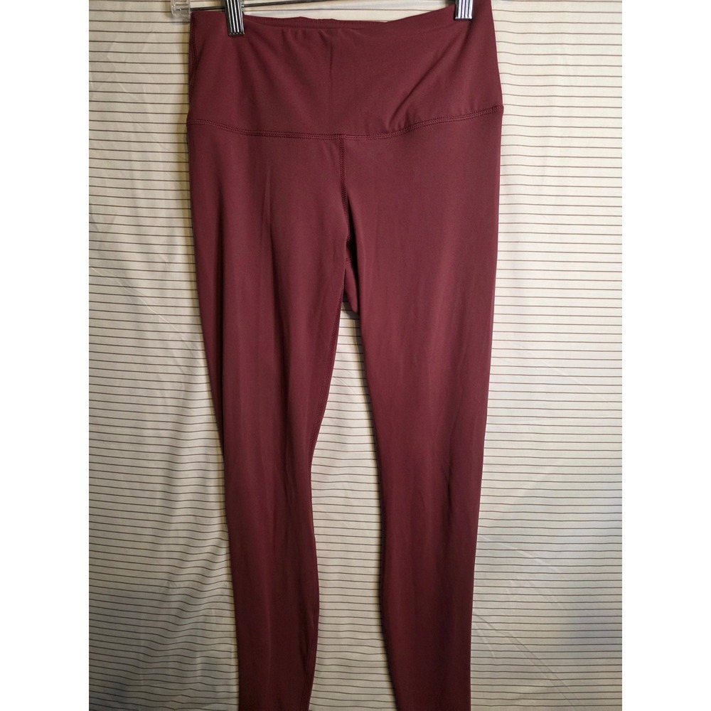 1335 Yogalicious Women High Waisted Leggings Burgundy Small Yoga Pants RN 144527